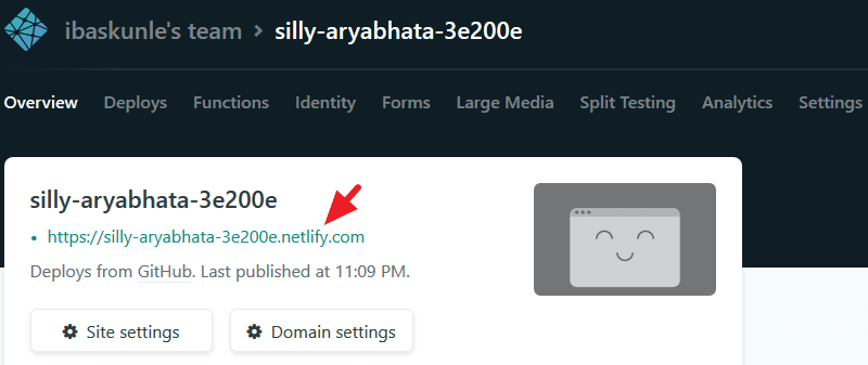 netlify site url