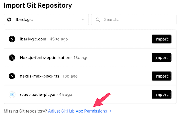import-github-vercel